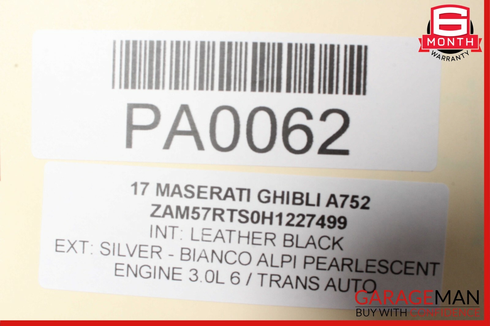 14-17 Maserati Ghibli Rear Lower Bottom Bench Seat Cushion Cover Black OEM