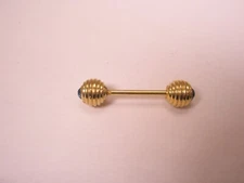 1-1/16" Blue Rhinestone Ends, Screw Type, Gold Tone Vintage Collar Bar L445
