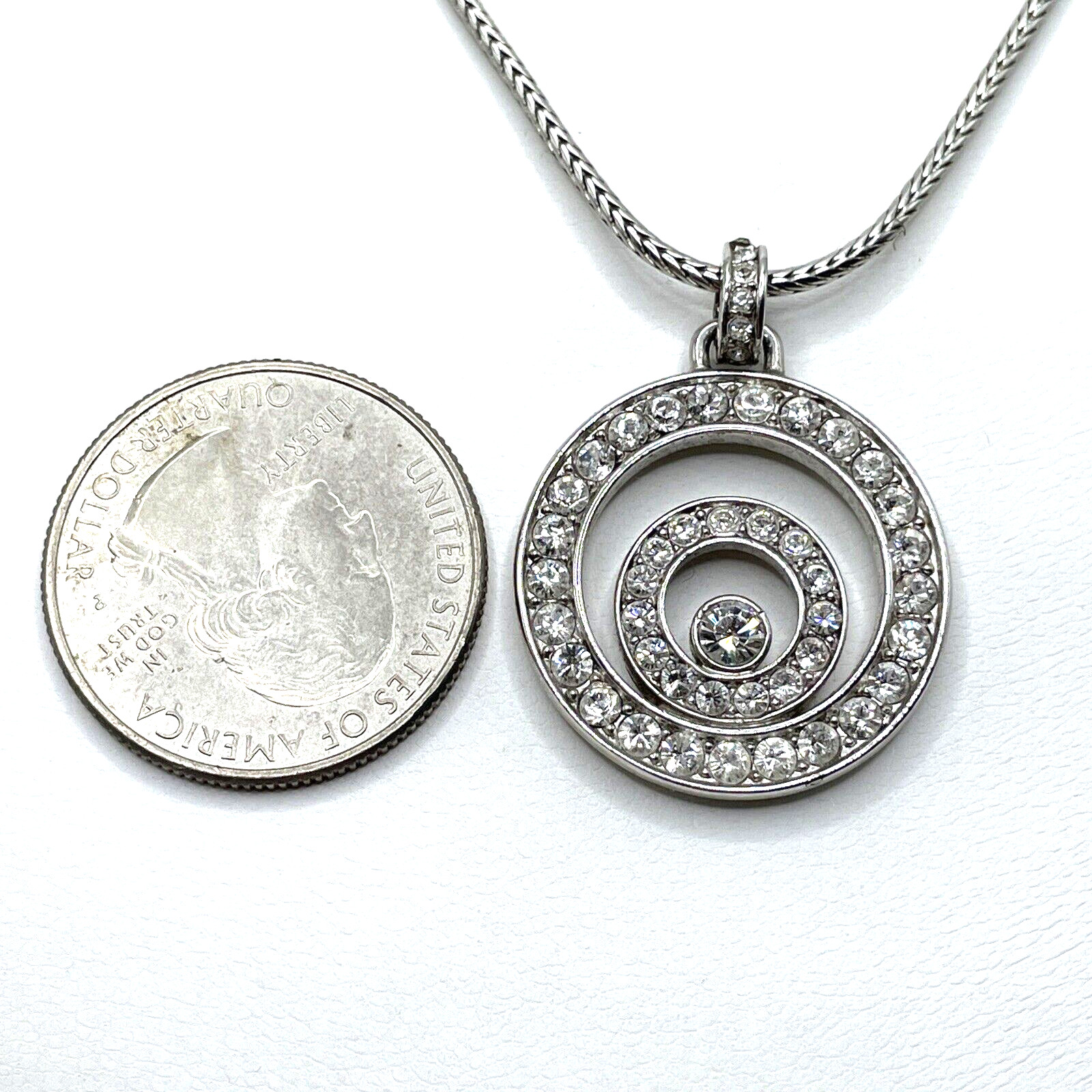 Silver Infinity Austrian Crystal Circle Spiral Pe… - image 7