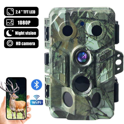 Bluetooth WiFi Deer & Trail Camera 32MP 1080P No Glow Night Vision Hunting Cam
