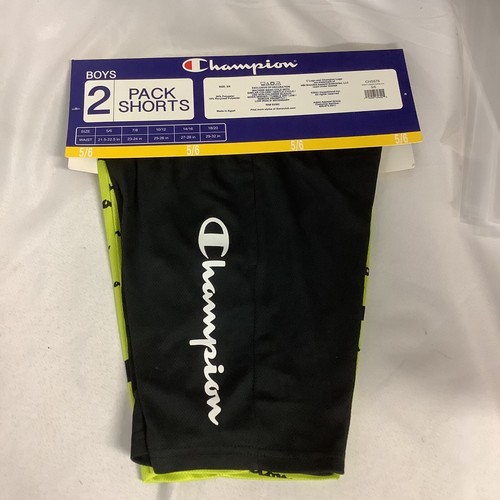 Champion Boys Shorts Pack Of 2 Sweet Green Logo Quick Dry Athletic Size 5/6 - Picture 2 of 5