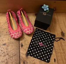 yosi samra ballet flats Sz 4 Youth - Raffia with Pink flowers