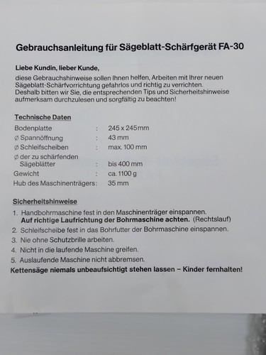 Sägeblatt-Schärfgerät FA30 - Bild 15 von 23
