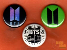 Set of three 1" BTS pins buttons band