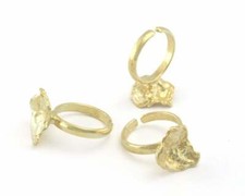 Leaf Adjustable Ring Organic Shape Raw brass 6 - 8US inner size  OZ4344