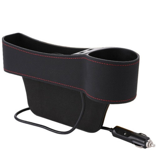 Car Right Side Seat Gap Storage Box Crevice Organizer Pocket Dual USB Cup Holder - Foto 9 di 12