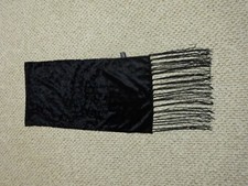 Women Black Velvet Shawl Wrap Fringe Floral Stunning