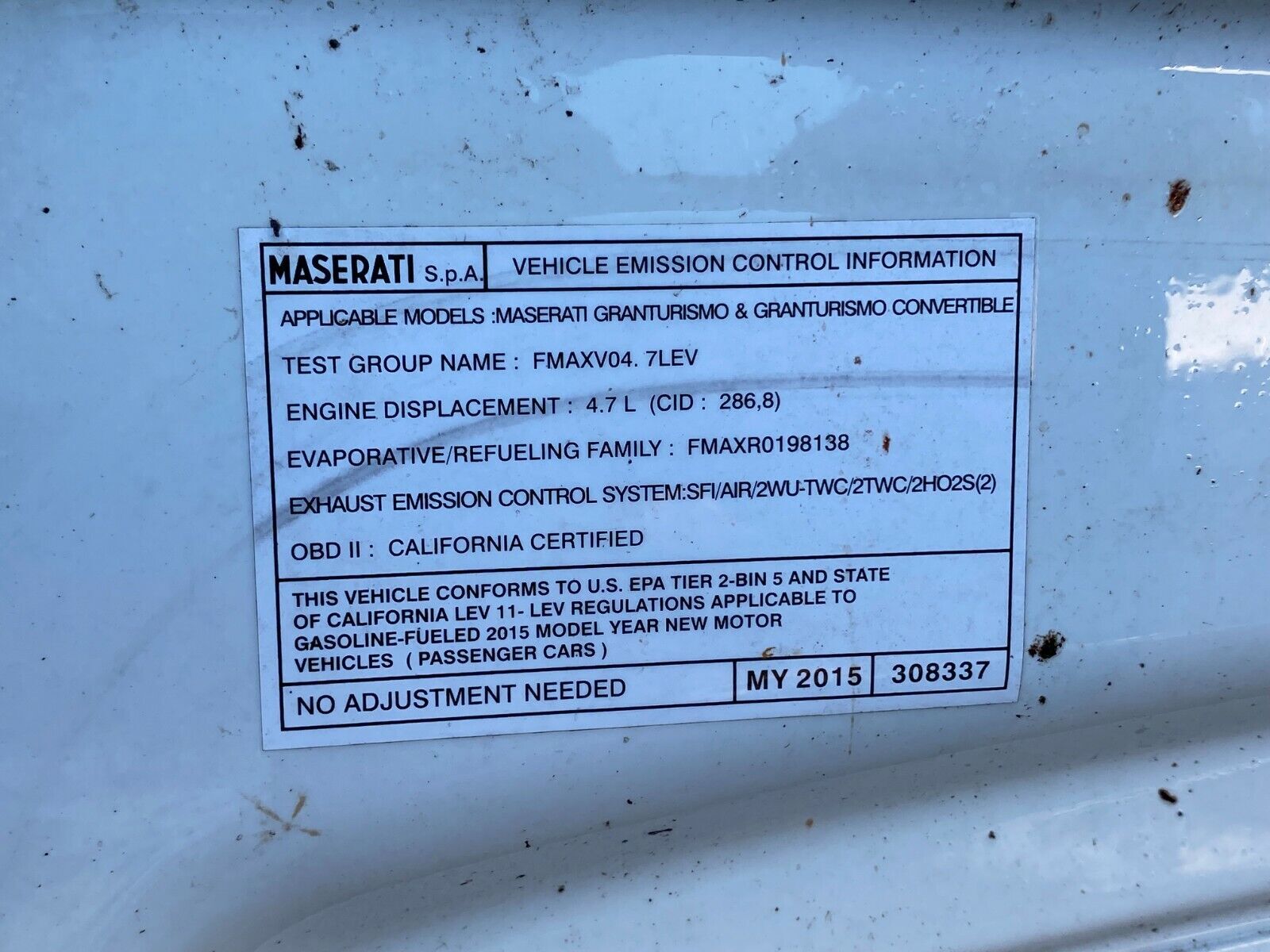 2008-2019 MASERATI GRANTURISMO GRAN TURISMO OEM WHITE HOOD 08-19