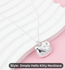 Hello Kitty Necklace Locket Pendant Silver Color Women Girls Gift Jewelry Gift