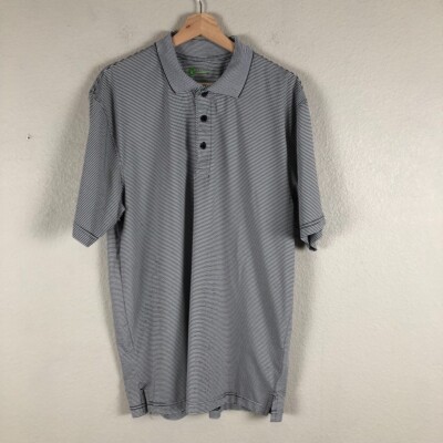 Izod Golf Shirt Men Large Black White Stripe Polo Golfer Preppy Staple Basic