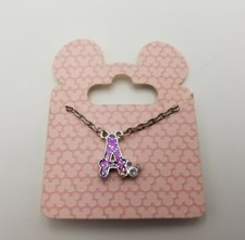 Mickey Letter A Initial Necklace Pendant Charm Mickey Icon Head Silvertone New