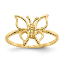 14k Yellow Gold Polished Butterfly Ring for Womens 1.3g