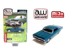 Auto World 1/64 Custom Lowriders 1966 Chevrolet Impala SS Blue Metallic CP7740