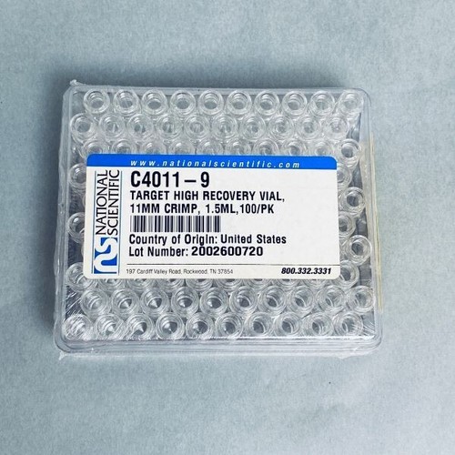 National Scientific Glass Vial 1.5 ml High Recovery 11 mm Crimp Neck 100 Vials