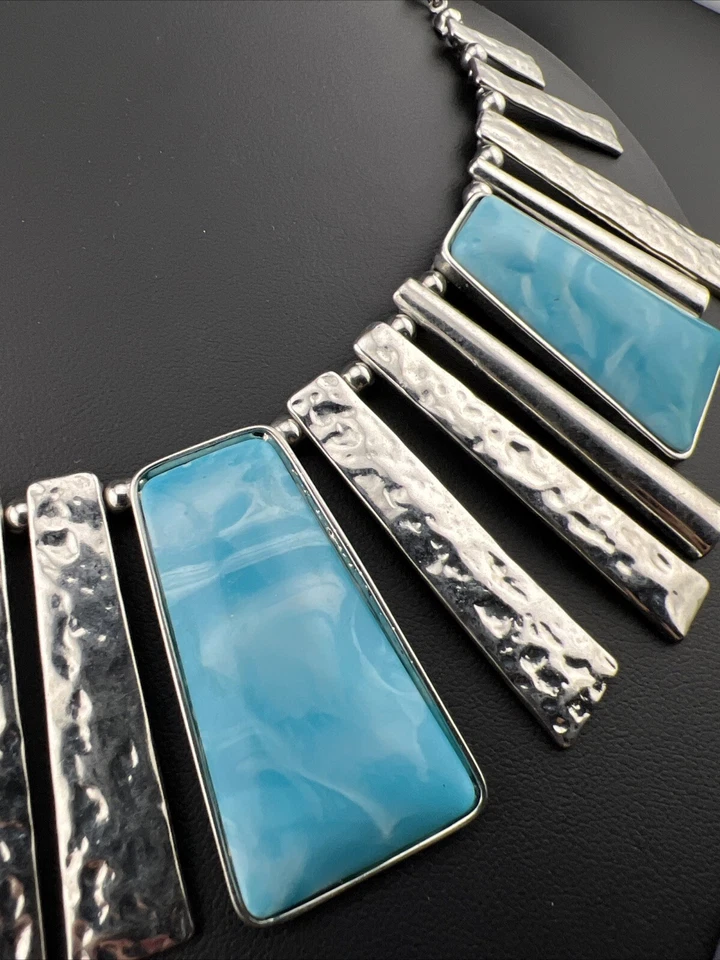 De Colección 2 Collares Robert Rose Imitación Cristales Turquesa Tono Plata Foto 3 de 4