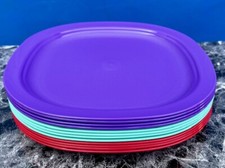 Tupperware Microwave Reheatable Luncheon Plates Square 9.5" Set of 4 NEW