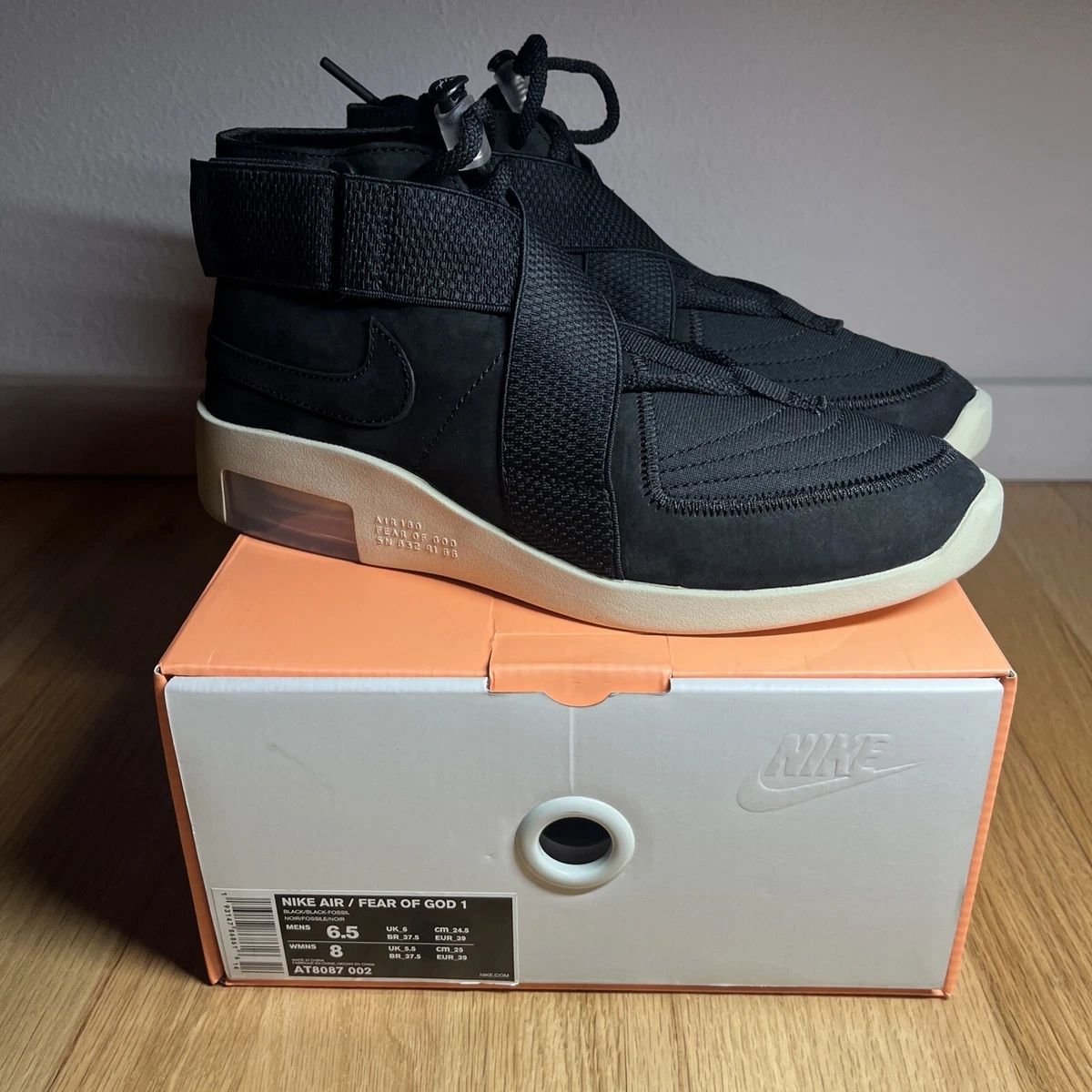 Size Mens 6.5 Wmns 8 Nike Air Fear of God Raid Black 2019 FOG