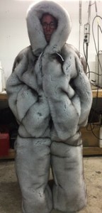 blue fox fur jacket
