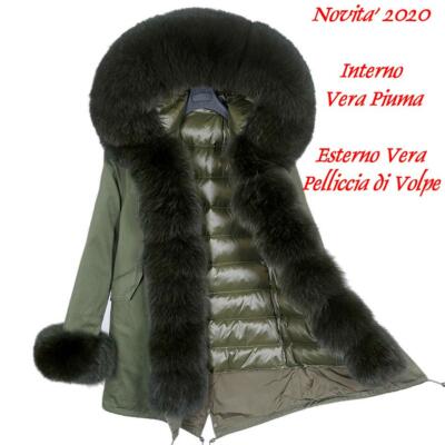  Damen Winter Parka Echtfuchsfell Daunenmantel echte Daunen lang