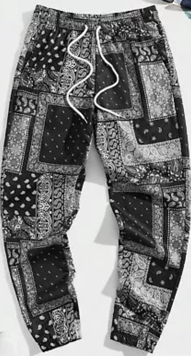 Sweatpants size Xl Bandana Drawstring Joggers Black New in package