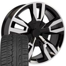 22 Inch Black Rst 5620 Wheels Tires Fit Gmc Yukon Sierra