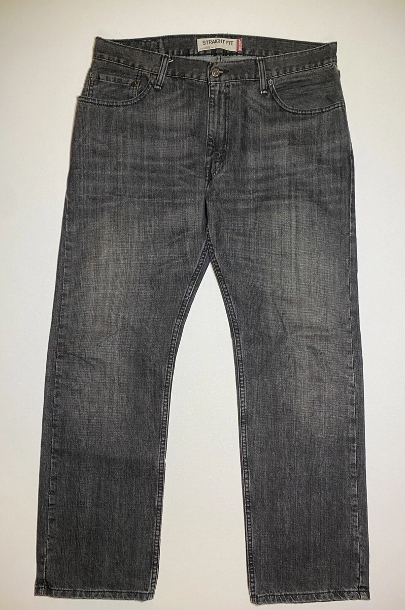 Levis 505 Mens Black Straight Leg Denim Jeans 34 x 30