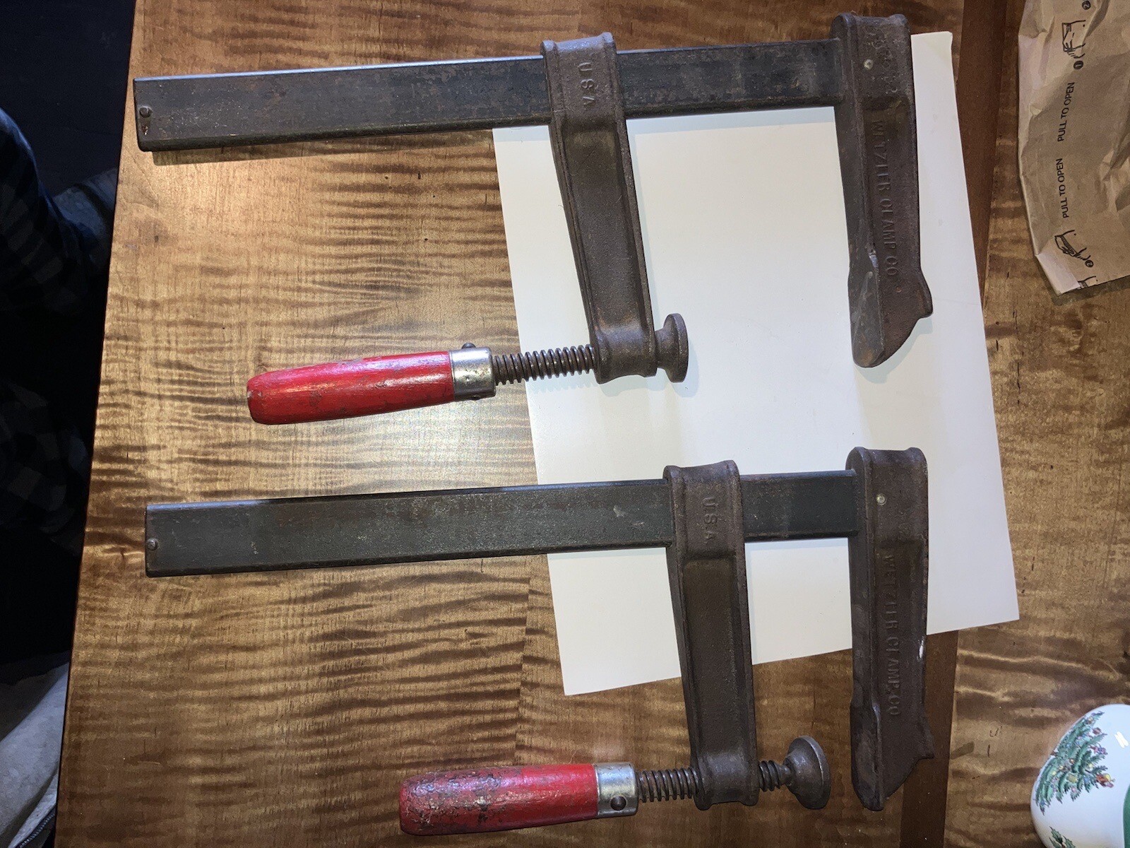 2 VINTAGE WETZLER CLAMP CO Bar Clamp 16” Wood Handle Made In USA eBay