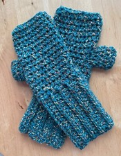 New Long Half Finger Fingerless Gloves, Hand Crocheted Gloves, Acrylic, Size S