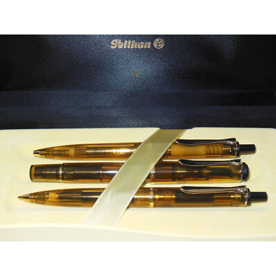 NOS* Pelikan Amber Demonstrator Set 14K OBB Fountain Pen/BP