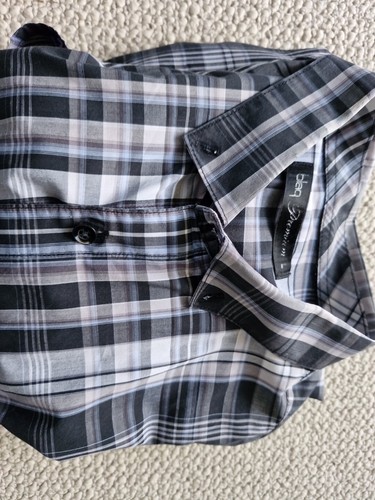 Blaq Premium Large Mens Grey Striped Shirt - Picture 23 of 24
