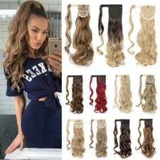 NATURAL Ponytail Clip on in Hair Extensions Blonde Curly Pony Tail As Human Hair