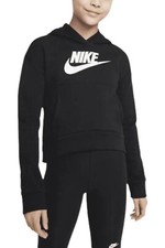Nike Girl's size M Sportswear Club Pullover Fleece Hoodie Black logo pocket
