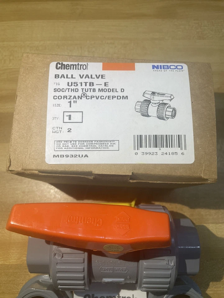 NIBCO 1” CPVC/EPDM BALL VALVE. *NEW* Model D, U51TB-E, Socket/threads - Image 2 of 3