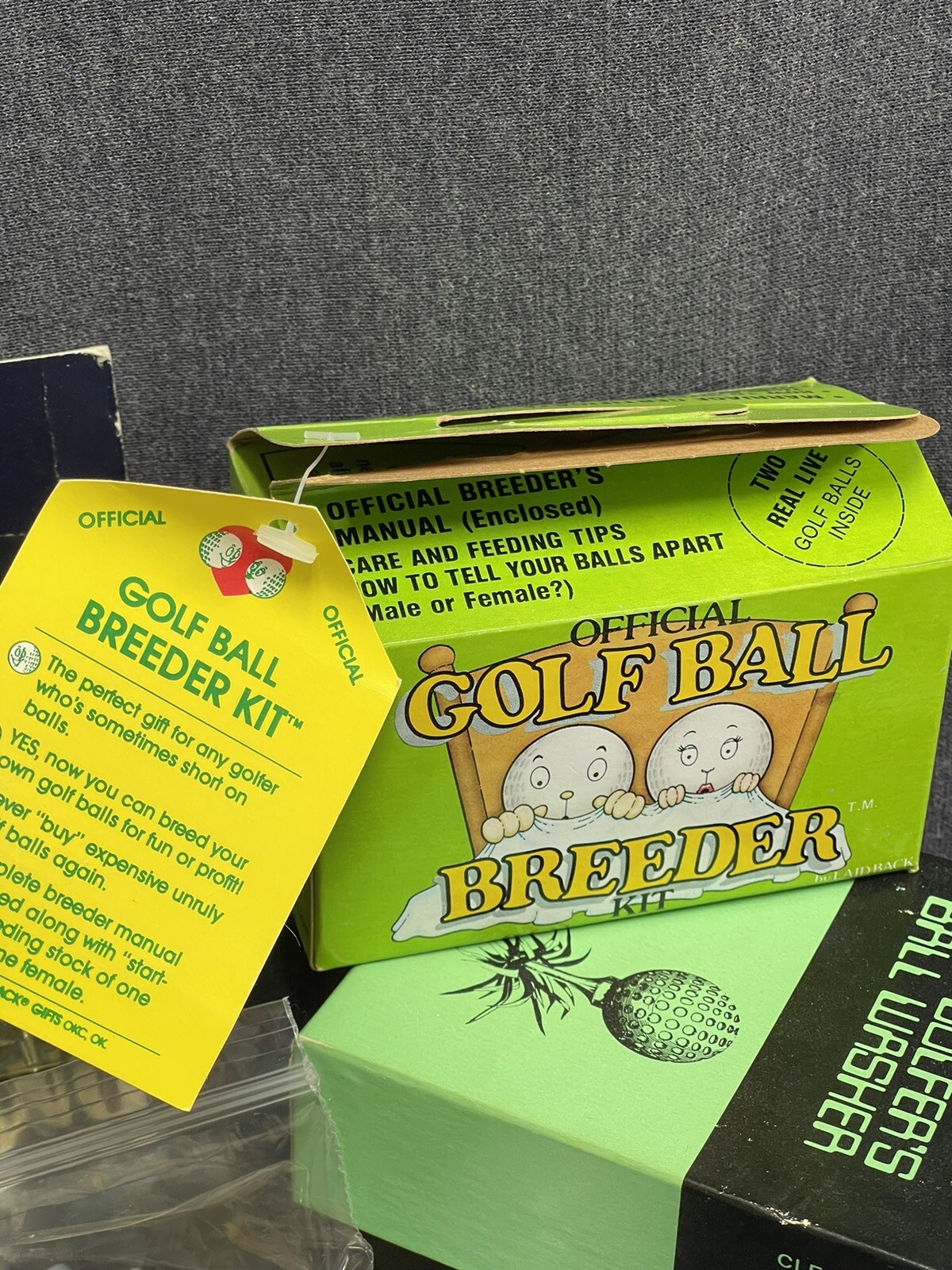 Vintage Gag Gifts Golf Related Balls Over The Hill + Paperweight