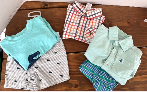 Toddler BOYS outfit LOT~size 12 months~3 Outfits Cotton Shorts Dress Shirts T - Picture 15 of 18