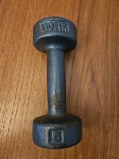 Vintage Blue York 5lb SINGLE Cast Iron roundhead Dumbbell round head PreUSA