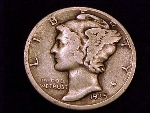 1935-D Mercury Dime, Very Good  Grade.