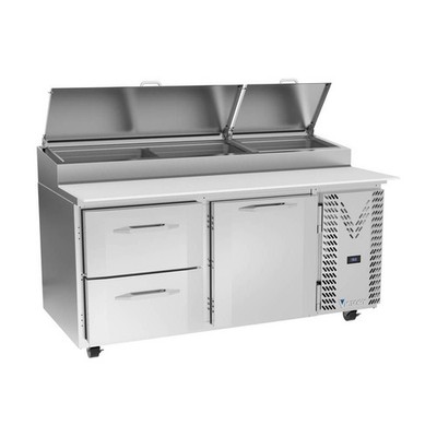 Victory VPPD67HC-2 67'' 2-Section Refrigerated Pizza Prep Table w/ 1 Door & 2 ...