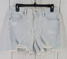 Old Navy Size 6 Womens Light Wash Distressed High Rise OG Straight Jean Shorts