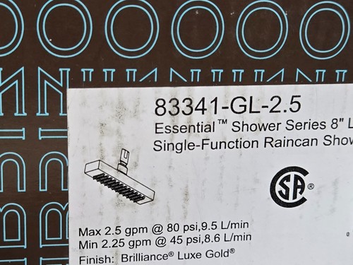 8" Linear Square Single-Function Raincan Duschkopf 83341-GL - Bild 4 von 4