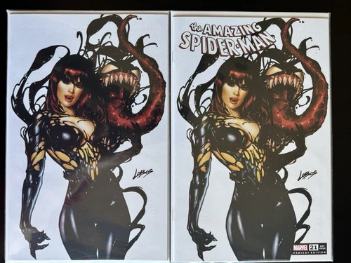 AMAZING SPIDER-MAN #21 NM LOBOS EXCLUSIVE VIRGIN & TRADE VARIANT VENOM/MJ Marvel