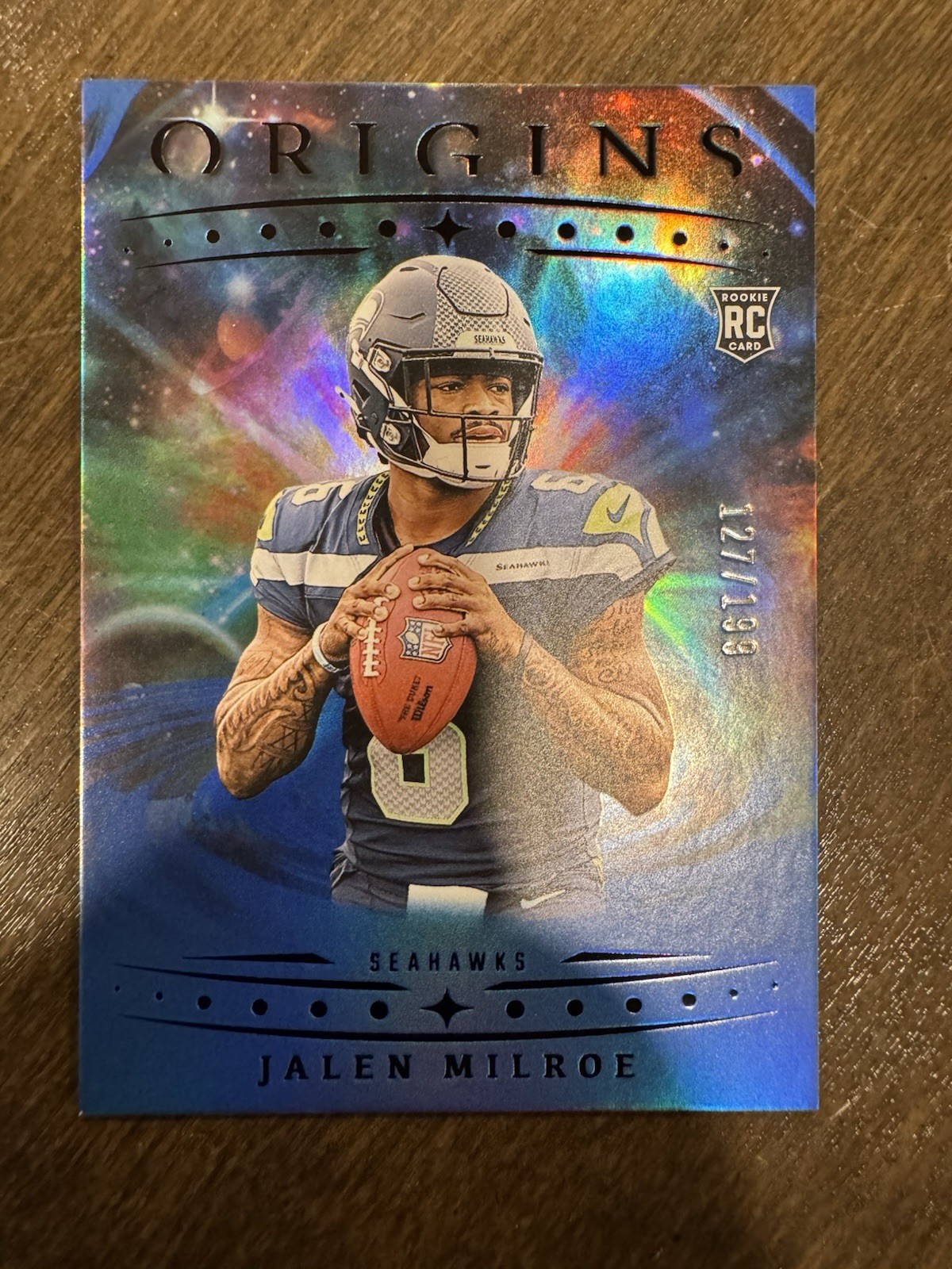 2025 Panini Origins Rookie Jalen Milroe #103 RC Holo Blue / 199 Color Match