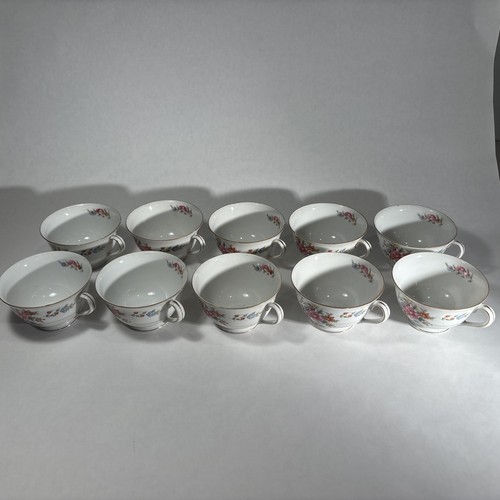 Vintage Set Of 10 Moriyama China Tea Cups Made In Occupied Japan 4” X 2 3/8” - Picture 3 of 10