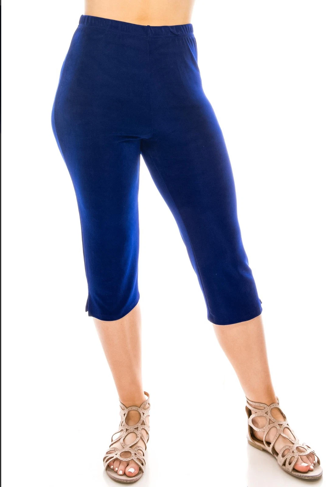JOSTAR ACETATE Spandex Stretch Knit Capri Pant ROYAL BLUE TRAVEL S M L XL 2X 3X