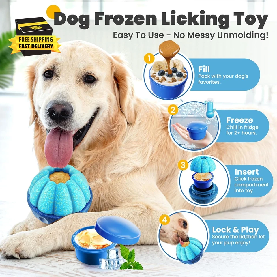 Brinquedos Frozen Dog Treat para mantê-los ocupados, quebra-cabeça interativo dispensador de guloseimas para cães - Imagem 2 de 4