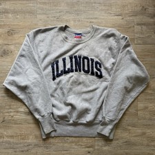 Vintage Y2K 90s Illinois College University Champion Reverse Weave Medium Gray