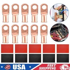 20PCS 1/0 AWG 3/8 Gauge Copper Lugs BLACK RED Heat Shrink Ring Terminals Wire