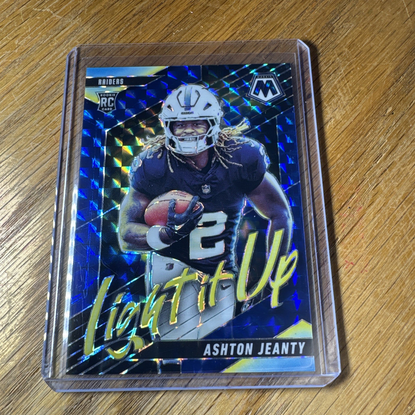 2025 Panini Mosaic LIGHT IT UP Blue Prizm 77/99 Ashton Jeanty #13 RAIDERS SP