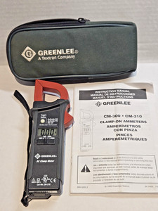 Greenlee CM-310 AC Clamp Meter 300A CAT III, 600 V w/ manual &pouch Tested Works