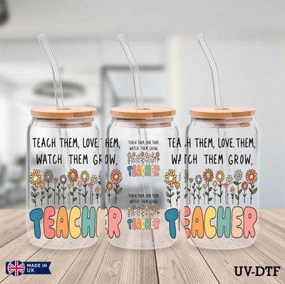 Lehrertag UV DTF Aufkleber - 16oz Libbey Dose Glasfolie zs83